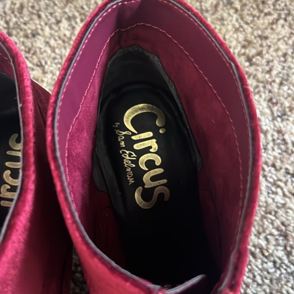 Circus Sam Edelman Vanessa Zipper Velvet Ankle Boots Booties Burgundy - Picture 9 of 9